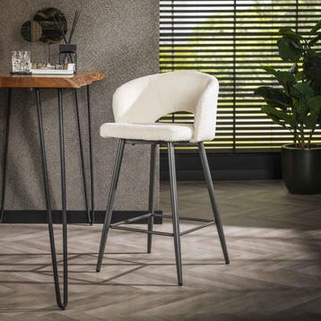 Fraaai Zayn barstoel bouclé - wit - Outlet A, Huis en Inrichting, Ophalen of Verzenden, Nieuw, Wit