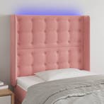 vidaXL Hoofdbord LED 103x16x118/128 cm fluweel roze, Verzenden, Nieuw, Stof