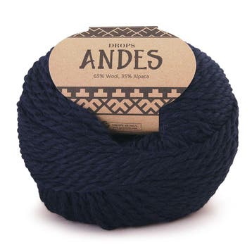 DROPS Andes Uni Colour - 6990 marineblauw - Wol Garen, Ophalen of Verzenden, Nieuw
