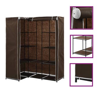 vidaXL Hoekkledingkast 130x87x169 cm bruin, Huis en Inrichting, Kasten | Kledingkasten, Verzenden, Nieuw