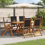 vidaXL 7-delige Tuinset massief acaciahout, Verzenden, 6 zitplaatsen, Nieuw, Tuinset