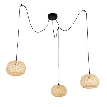 Oosterse buiten hanglamp bamboe 3-lichts IP44 - Rafael, Verzenden, Nieuw