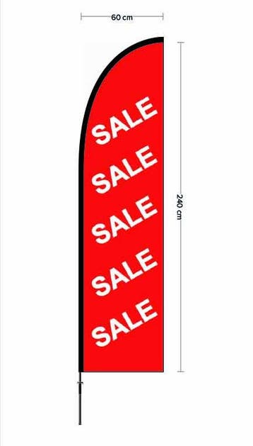 Beachvlag Sale ontwerp 2 doek 60x240cm, hoogte zonder voet, Nieuw