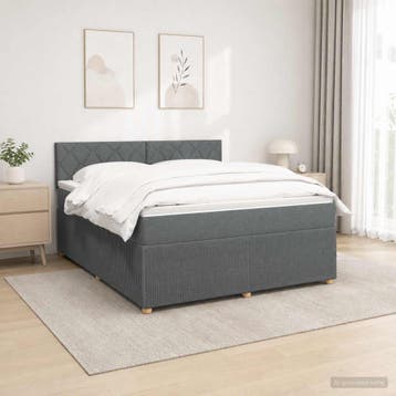 vidaXL Boxspringbed met matras Donkergrijs 140 x 200 cm Stof, Verzenden, Nieuw, Tweepersoons