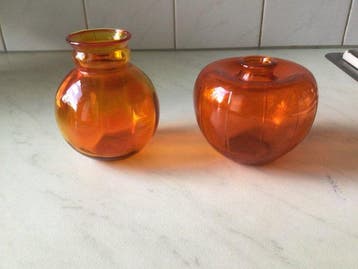 Glasfabriek Leerdam - A.D. Copier - Vaas (2) - Glas - Oranje