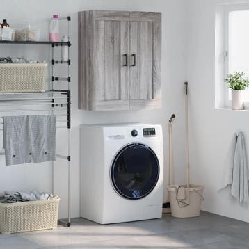 vidaXL Wandkast 69,5x34x90 cm bewerkt hout grijs sonoma, Huis en Inrichting, Minder dan 50 cm, Verzenden, Nieuw, Minder dan 100 cm