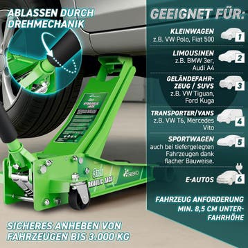 TRESKO Hydraulische krik 3T hefhoogte 75-510 mm | Hydraulisc, Verzenden, Zo goed als nieuw