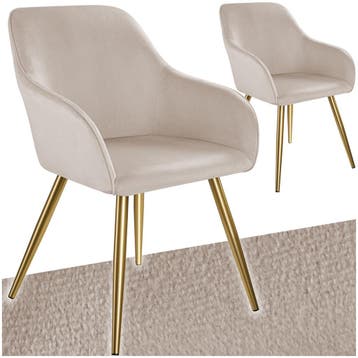 Eetkamerstoel Marilyn fluweellook, gouden poten, Verzenden, Nieuw