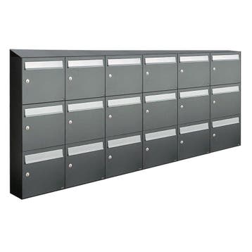 Brievenbusunit Flow set wand 6-breed, 3-hoog - antraciet, Verzenden, Nieuw