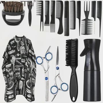 Professionele Barbershop Set: Kapmantel, Kammen, Borstels en
