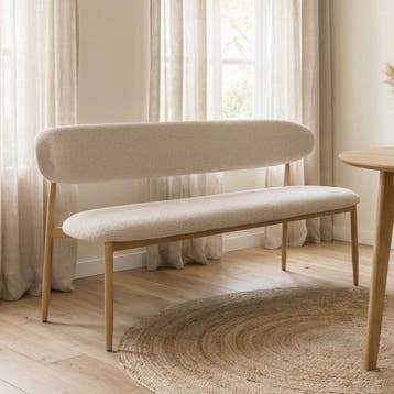 *WOONWINKEL* Eetkamerbank Eiken Creme 180 Cm, Huis en Inrichting, Banken | Bankstellen, Verzenden, Nieuw, Stof