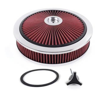 Luchtfilter 14 inch high flow chroom met rood filter, Auto-onderdelen, Filters, Ophalen of Verzenden, Nieuw