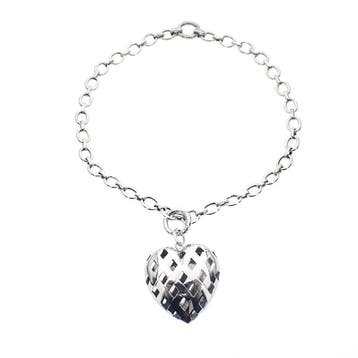 Zilveren anker schakelketting met een hart hanger; ZINZI, Sieraden, Tassen en Uiterlijk, Kettingen, Ophalen of Verzenden, Gebruikt