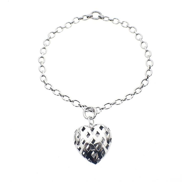 Zilveren anker schakelketting met een hart hanger; ZINZI, Sieraden, Tassen en Uiterlijk, Kettingen, Zilver, Gebruikt, Zilver, Ophalen of Verzenden