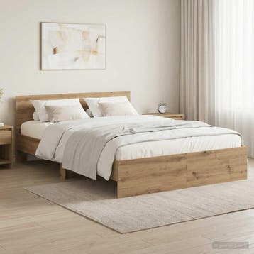 vidaXL Bedframe met Hoofdeinde Artisanaal eiken 160 x 200 cm, Bruin, Verzenden, Hout, Nieuw