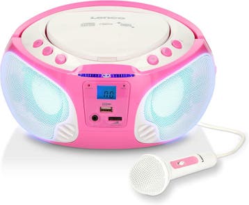Lenco SCD-650PK - Draagbare radio CD speler met karaokemicro, Verzenden, Zo goed als nieuw