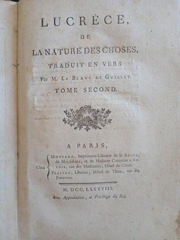 Tito Lucrezio Caro / Antoine Le Blanc de Guillet - De rerum