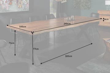 Massief houten eettafel MAMMUT NATURE 240cm acaciaboom rand, Ophalen of Verzenden, Nieuw