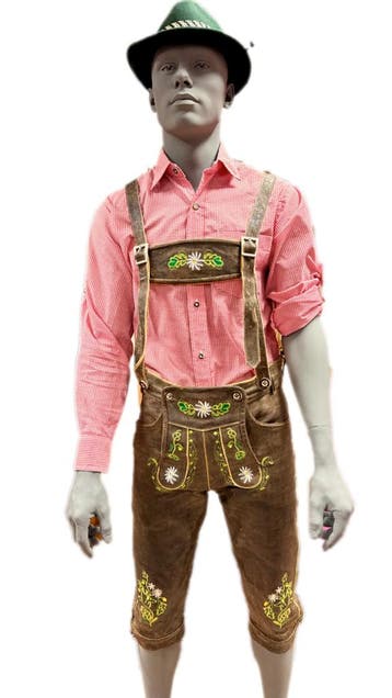 Oktoberfest blouse rood/wit dames - L (52) / Zwart suede, Ophalen of Verzenden, Nieuw