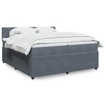 vidaXL Boxspring met matras fluweel donkergrijs 200x200 cm, Verzenden, Overige maten, 200 cm, Nieuw