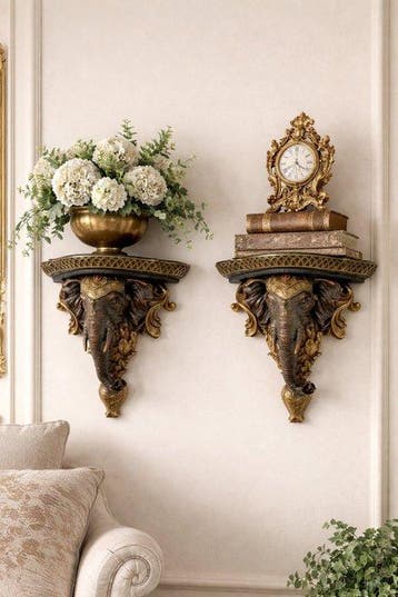 sculptuur, olifantconsole,s - 31 cm - resin
