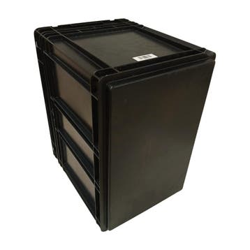 Stapelbak, 600x400x480 mm, euronorm, zwart pp, gebruikt -, Gebruikt, 40 tot 60 cm, 50 tot 75 cm, Bak of Kist
