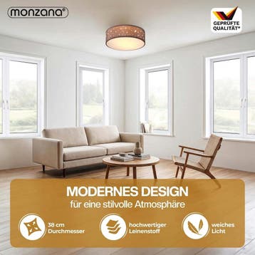 Plafondlamp Taupe Stof ø38cm (Lampen, Interieur), Verzenden, Nieuw