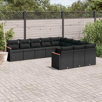 vidaXL Patio Sofa Set 11-zits Black, Verzenden, Nieuw