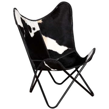 Koeienhuid Vlinderstoel 74x66cm | 35% Korting, Minder dan 75 cm, Vintage, Industrieel, Ophalen of Verzenden, Zo goed als nieuw