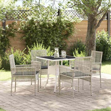 vidaXL Tuin eettafelset 5 st Lichtgrijs poly rattan, Verzenden, Nieuw, 5 zitplaatsen