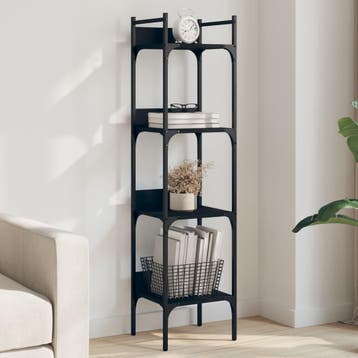 vidaXL Boekenkast 4-laags 35x30x138,5 cm bewerkt hout zwart, Verzenden, Nieuw, Overige houtsoorten