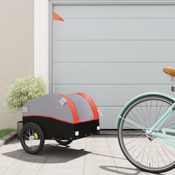 vidaXL Fietstrailer 30 kg ijzer zwart en oranje, Verzenden, Nieuw