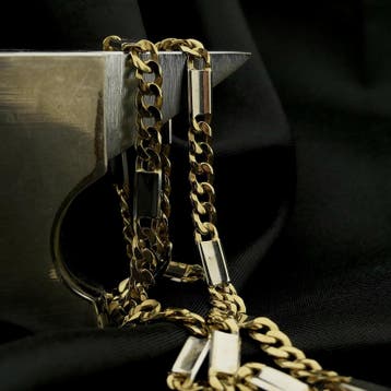 Bicolor gouden Figaro/gourmet schakelketting, Ophalen of Verzenden, Gebruikt, Goud, Goud