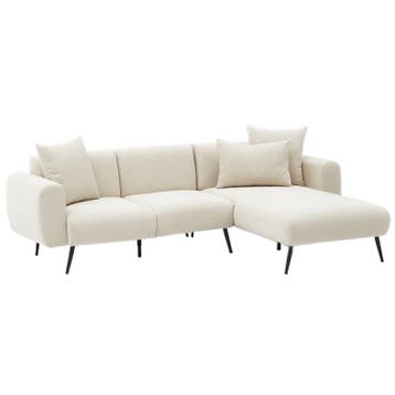 Evila Originals Hoekbank Recamiere Rechts Crème -, Overige materialen, 250 tot 300 cm, Hoekbank, 75 tot 100 cm