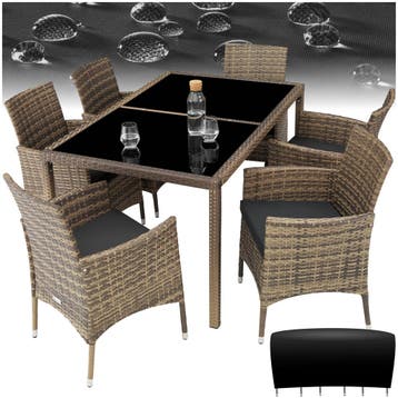 Wicker zitgroep Porto 6+1 met beschermhoes, Tuin en Terras, Verzenden, Nieuw