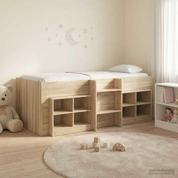 vidaXL Loft Bed Frame met Kast 3 st Sonoma Eiken Bewerkt, Verzenden, Nieuw, Bruin, Hout