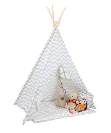 Tipi tent grijs zigzag | Inclusief set | Retourdeal 29% Krt, Ophalen of Verzenden, Zo goed als nieuw