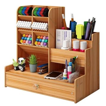 Houten Bureau Organizer met Lade | DIY Desk Opberger, Verzenden, Nieuw in verpakking