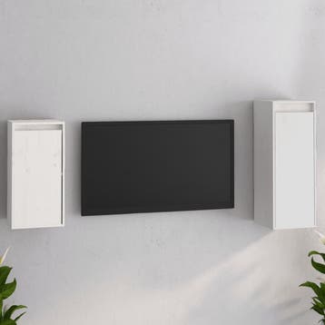 vidaXL Tv-meubelen 2 st massief grenenhout wit, Minder dan 50 cm, Verzenden, Nieuw, Minder dan 100 cm