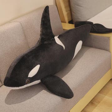 Grote Knuffel Orka - Levensechte Zwarte Zwaardwalvis Pluche
