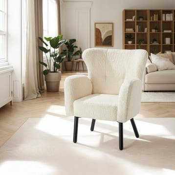 Fauteuil Vänersborg, dik gestoffeerd, met bouclé-bekleding, Verzenden, Nieuw