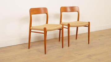 2 x vintage eetkamerstoelen | Niels Otto Møller | Model 75 |, Huis en Inrichting, Stoelen, Ophalen of Verzenden, Nieuw