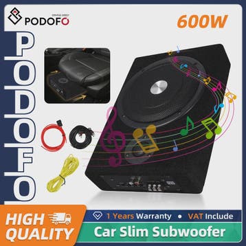 Podofo 8 inch 600W Slanke Actieve Onder-Zetel Subwoofer met, Verzenden, Nieuw