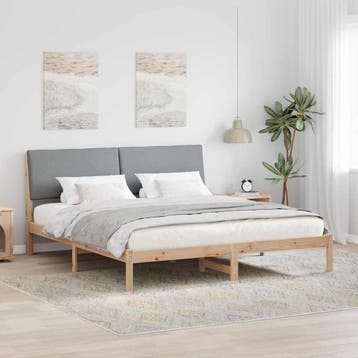 vidaXL Bedframe Bruin en lichtgrijs 180 x 200 cm Massief, Bruin, Verzenden, Hout, Nieuw