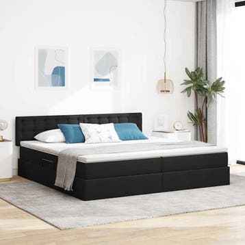vidaXL Opbergbed met matras met hoofdeinde Zwart 200 x 200, Verzenden, Nieuw, Zwart