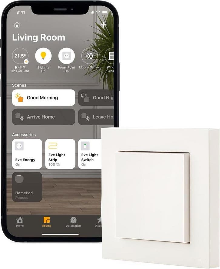 Eve Slimme Lichtschakelaar | Apple HomeKit | 34% Korting, Doe-het-zelf en Verbouw, Elektra en Kabels, Zo goed als nieuw, Schakelaar