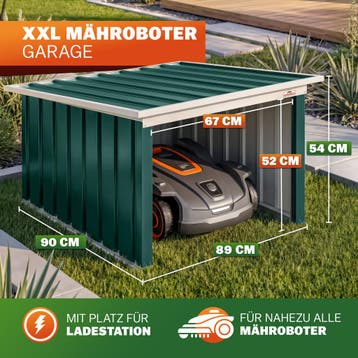 Robotmaaier Garage Groen Metaal 89x90x54cm (Tuingereedschap), Verzenden, Nieuw