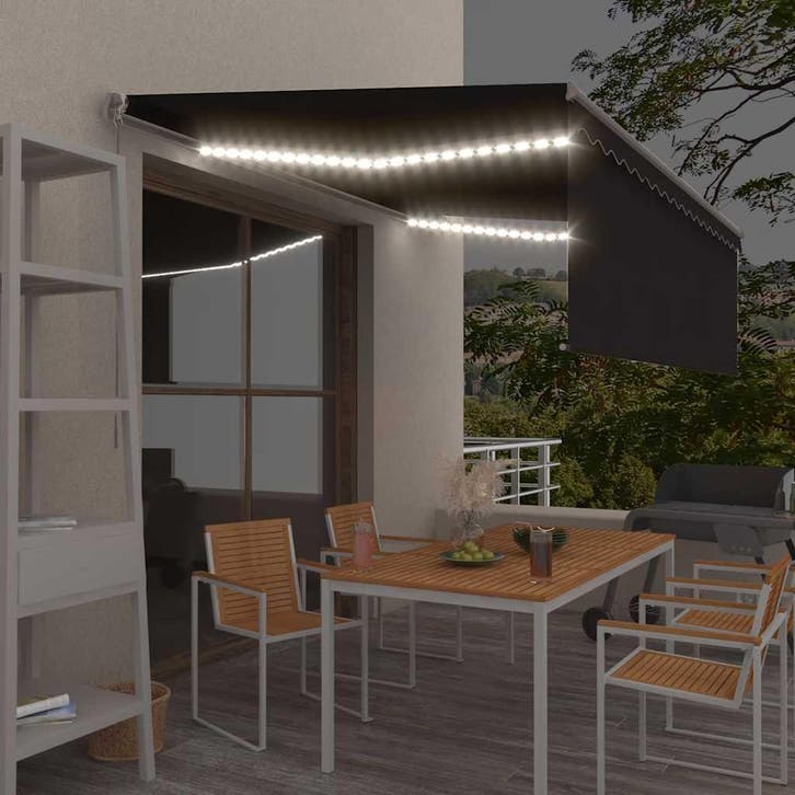 vidaXL Luifel handmatig uittrekbaar rolgordijn LED 4,5x3 m, Tuin en Terras, Zonneschermen, Nieuw, Verzenden