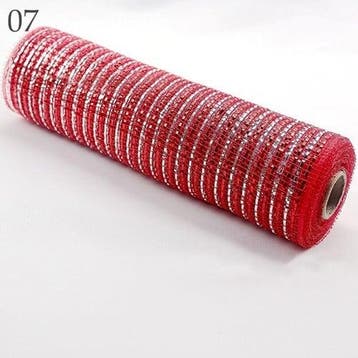 Decomesh metallic 07 rood zilverstreep 26 cm rol 9 meter, Ophalen of Verzenden, Nieuw