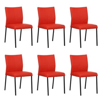 Set van 6 Leren eetkamerstoelen Basic - Toledo Ferrari, Ophalen of Verzenden, Nieuw, Leer, Vijf, Zes of meer stoelen